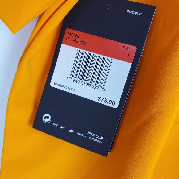 NIKE FLEX Polo Shirt Mens Large Yellow Swoosh Stripe Football Outdoor Athleisure - Picture 7 of 8